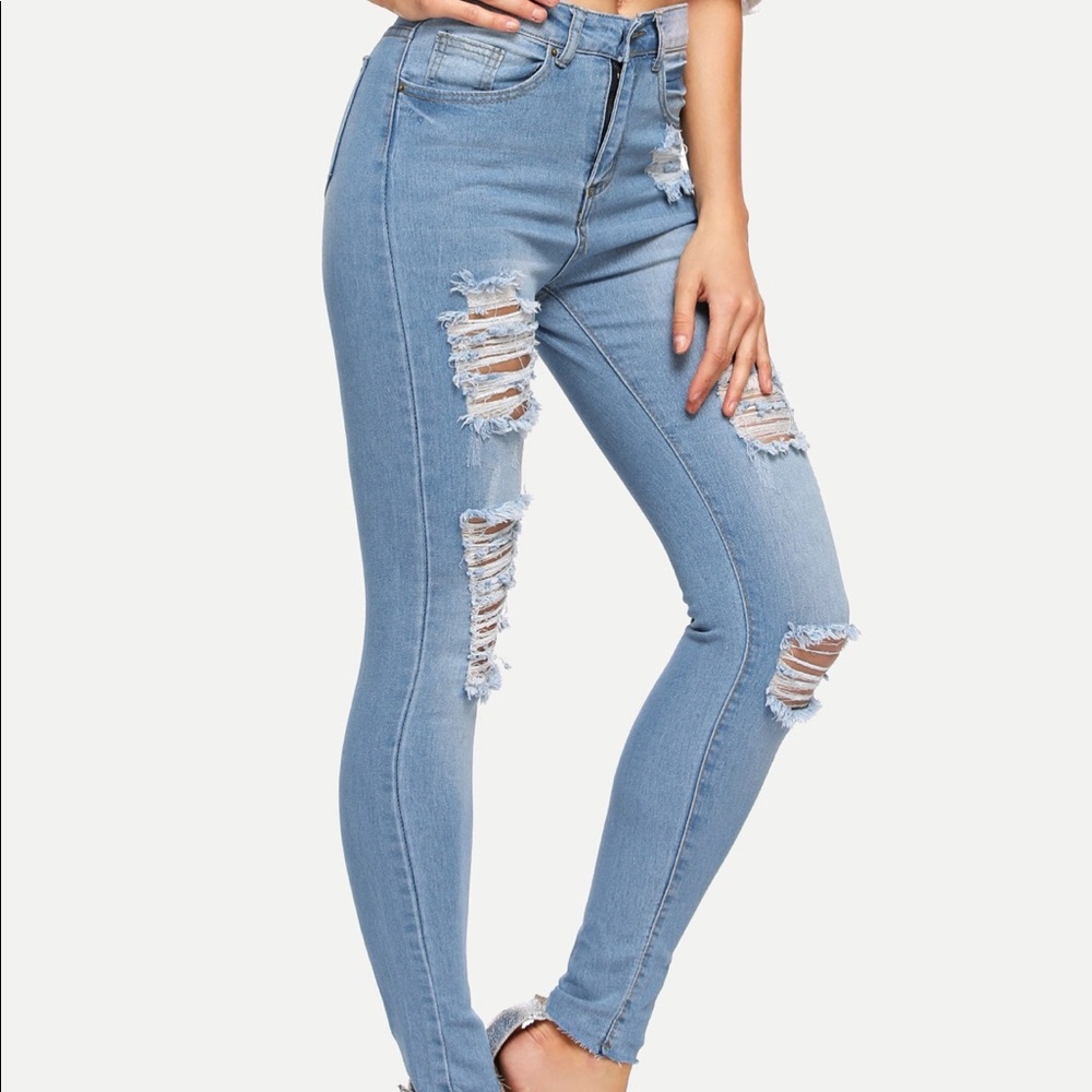Blue ripped jeans